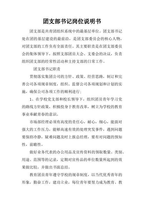 团支部书记岗位说明书