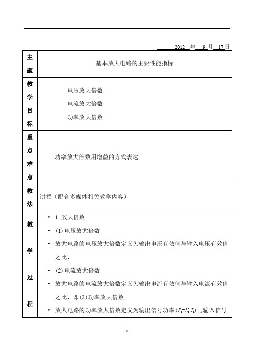 基本放大器的性能指标