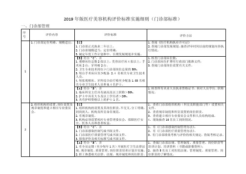 2019年版医疗美容机构评价标准实施细则(门诊部标准)