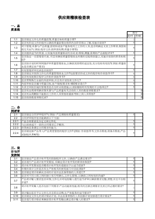 供应商稽核检查表(1)