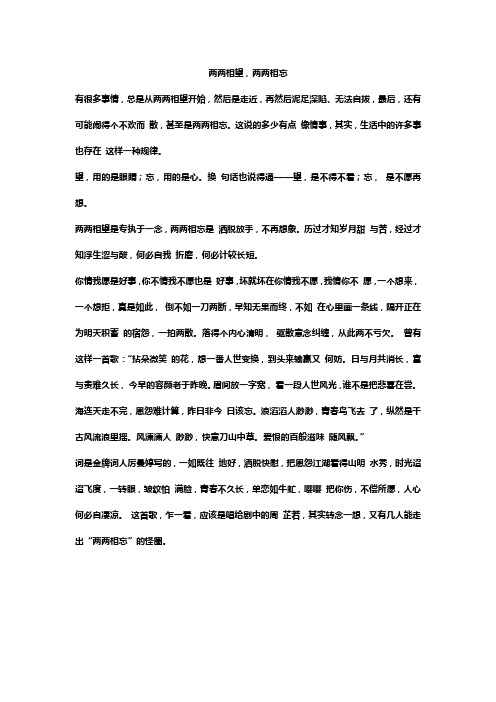 两两相望,两两相忘