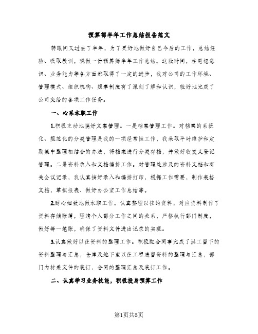 预算部半年工作总结报告范文（2篇）