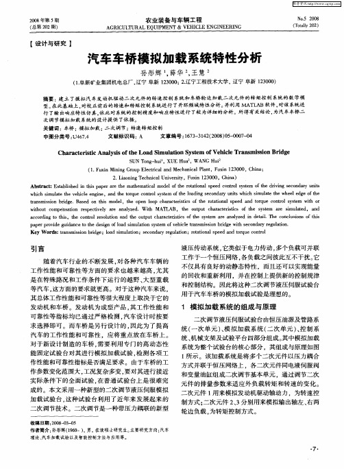 汽车车桥模拟加载系统特性分析