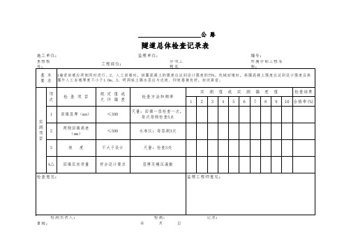 明洞回填检查记录表