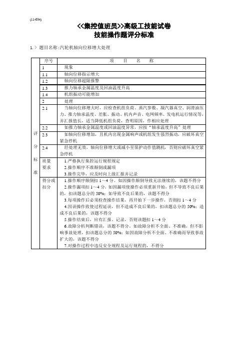 集控值班员(高级技师)技能操作