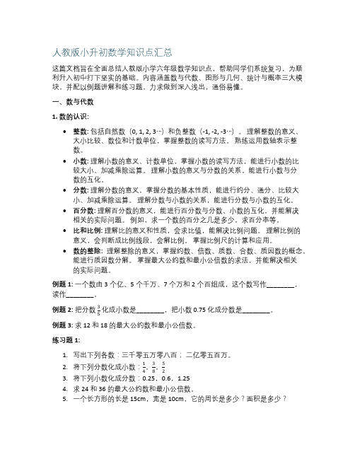 人教版小升初数学知识点汇总