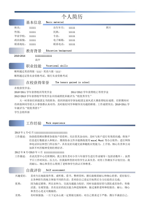 2015年最新简介大气个人求职简历模板