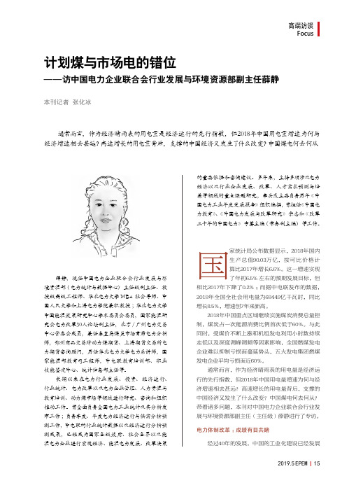 计划煤与市场电的错位——访中国电力企业联合会行业发展与环境资源部副主任薛静