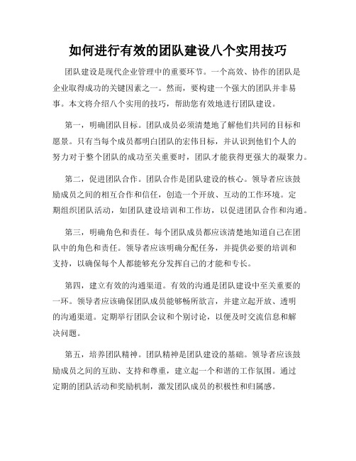 如何进行有效的团队建设八个实用技巧