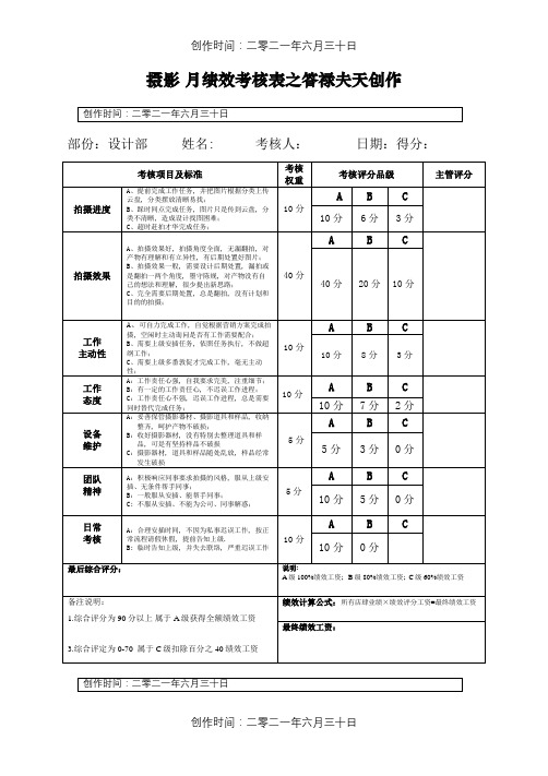 摄影-绩效考核表