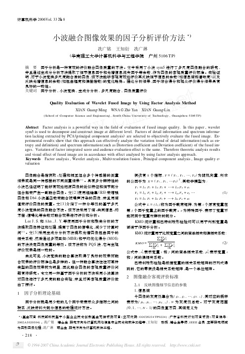 小波融合图像效果的因子分析评价方法