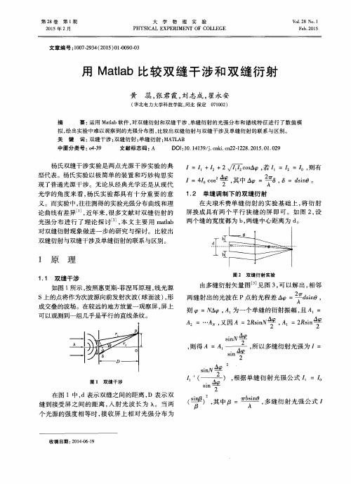 用Matlab比较双缝干涉和双缝衍射