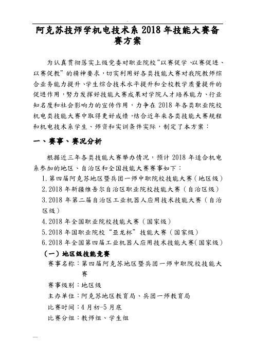 2018年技能大赛备赛方案