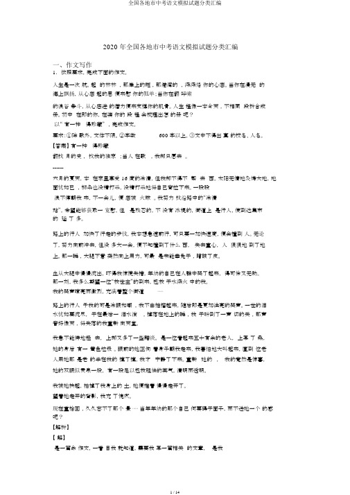 全国各地市中考语文模拟题分类汇编