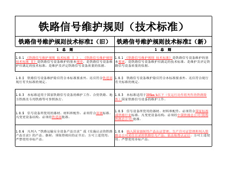 普速铁路信号维规对照表