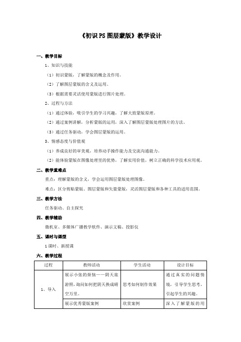 高中信息技术_初识PS图层蒙版教学设计学情分析教材分析课后反思