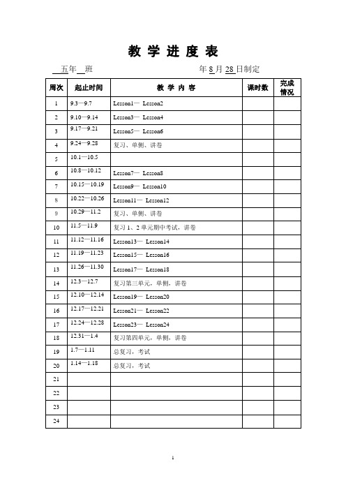快乐英语小学五年级上册英语教案 全册