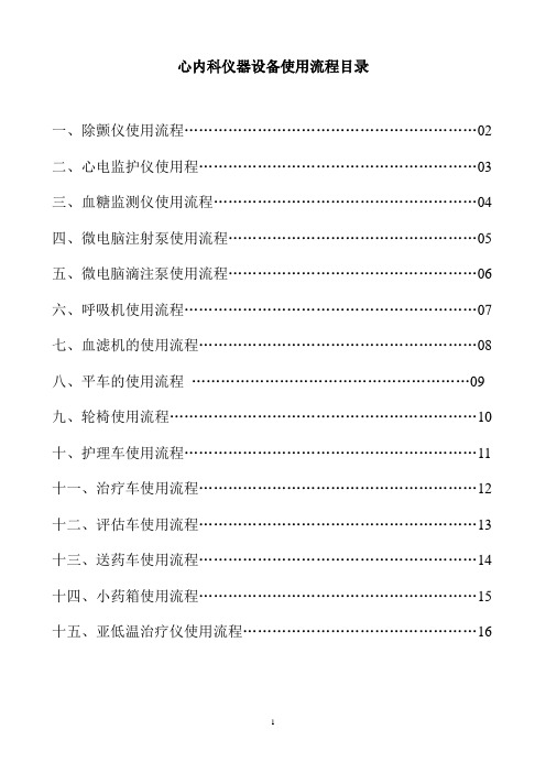 ICU二区仪器操作目录