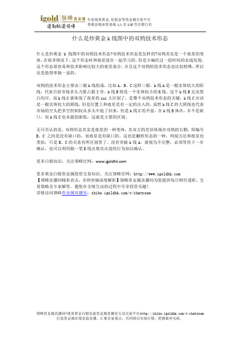 什么是炒黄金k线图中的双鸦技术形态
