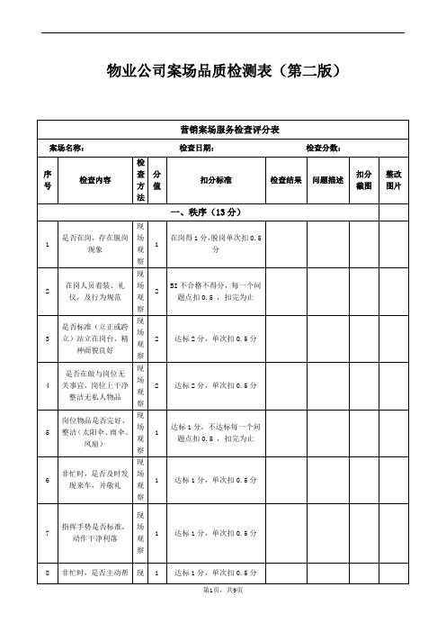 物业公司案场品质检测表(第二版)