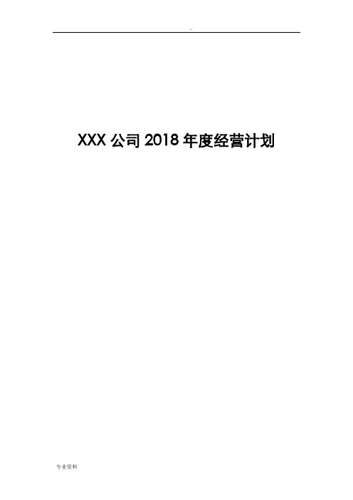 某公司年度经营计划(模板)