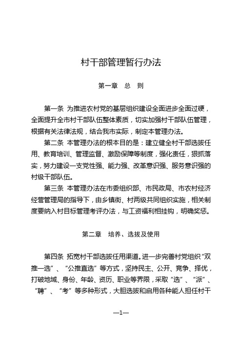 村干部严格管理暂行办法.