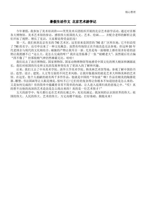 暑假生活作文 北京艺术游学记