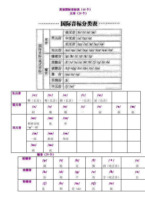 英语国际音标表版(48个)