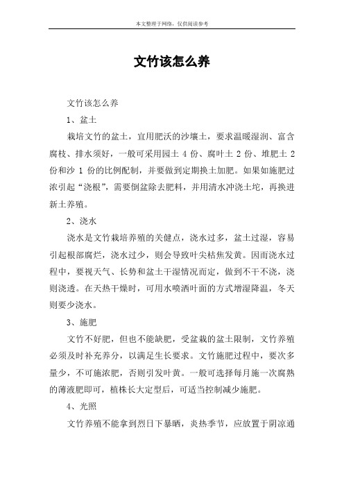 文竹该怎么养