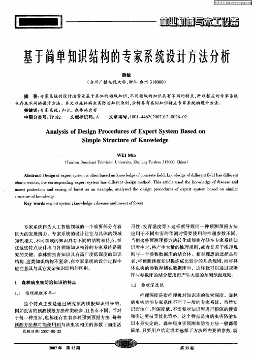 基于简单知识结构的专家系统设计方法分析