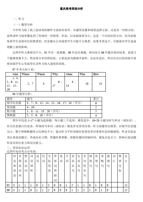 重庆高考英语分析