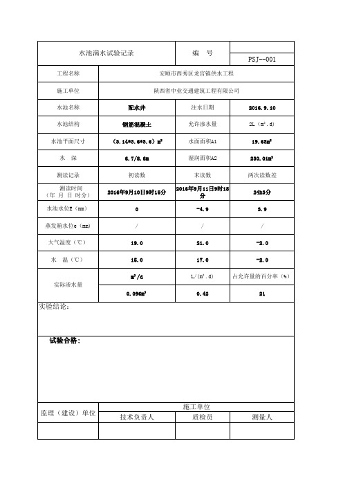 满水试验记录表