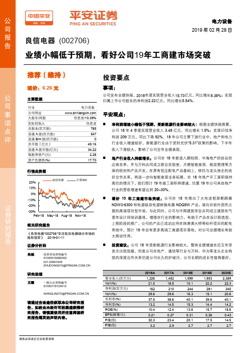 良信电器：看好公司19年工商建市场突破 推荐评级