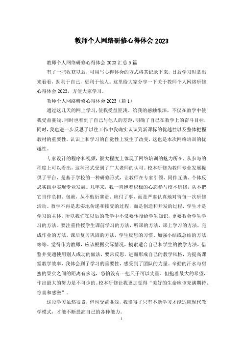 教师个人网络研修心得体会2023