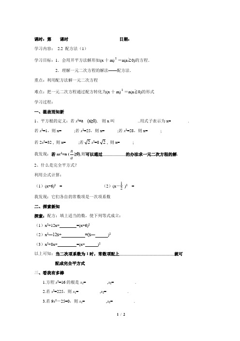 《配方法》第一课时导学案