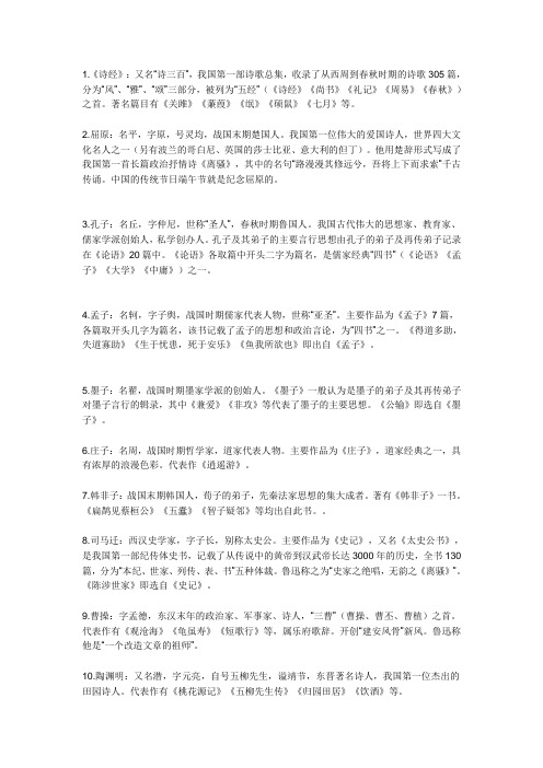 高考古代名人篇