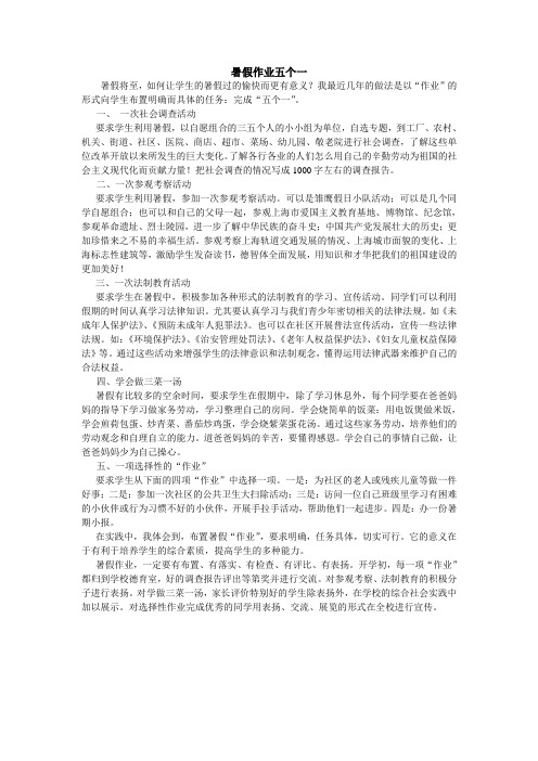 暑假作业五个一