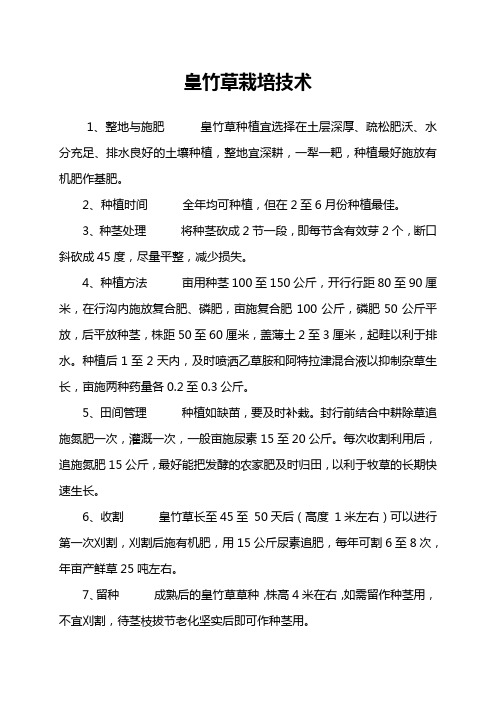 皇竹草栽培技术