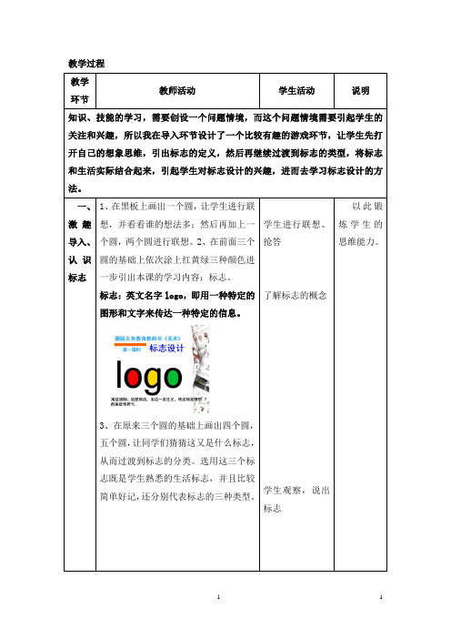 初中美术_第四课 标志设计教学设计学情分析教材分析课后反思