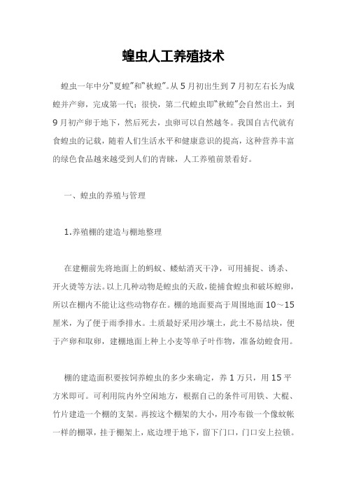 蝗虫人工养殖技术
