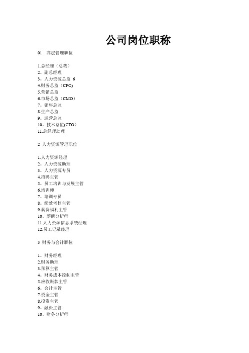 公司岗位职称【精选文档】
