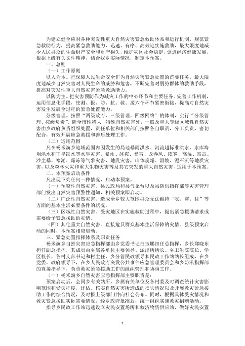 最新国家自然灾害救助应急预案