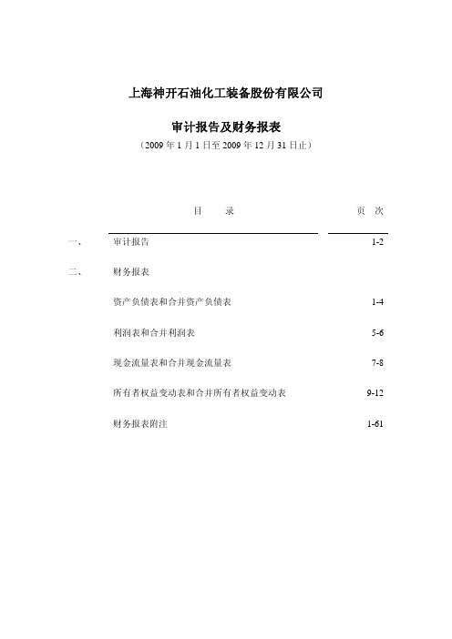 神开股份：2009年年度审计报告 2010-03-20