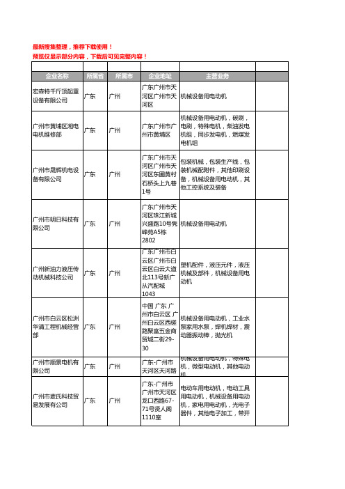 新版广东省广州机械设备用电动机工商企业公司商家名录名单联系方式大全48家