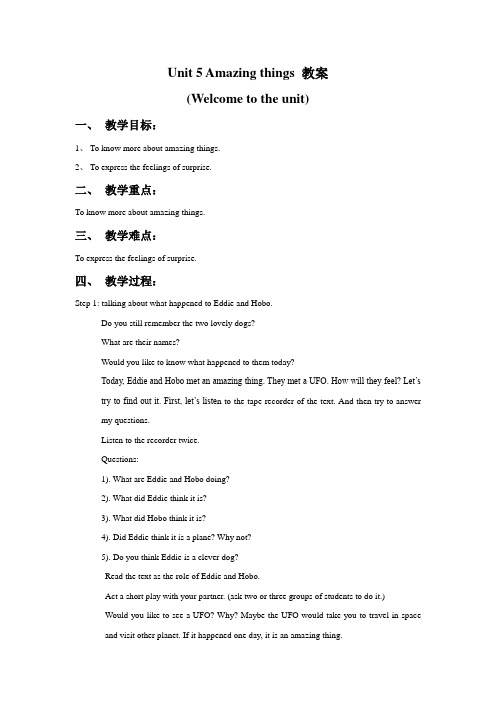 Unit 5 Amazing things 教案