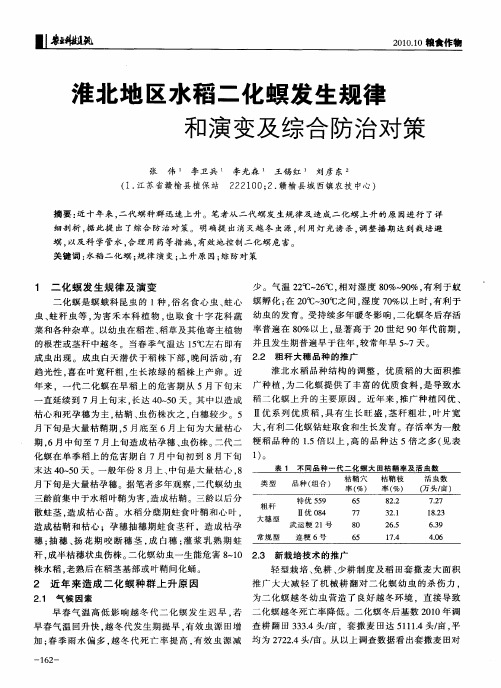 淮北地区水稻二化螟发生规律和演变及综合防治对策