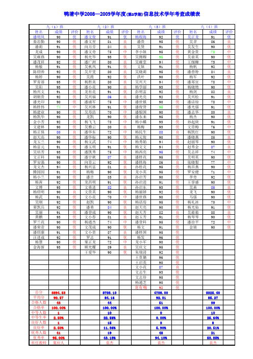 08-09信息技术综合成绩  下