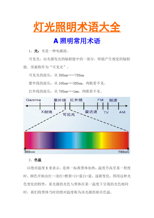 灯光照明术语大全