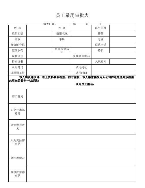 员工工资审批表