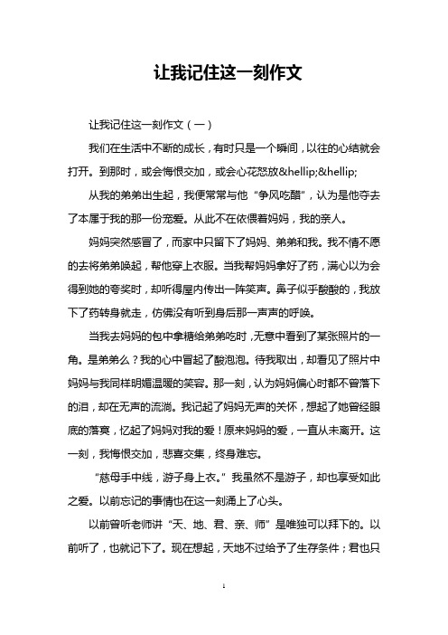 让我记住这一刻作文